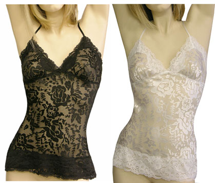 Burnout Satin Camisole w/Lace (B17)