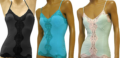 Cotton/Spandex Long Camisole w/Lace Front (C37)