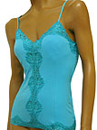 Cotton/Spandex Long Camisole w/Lace Front (C37)