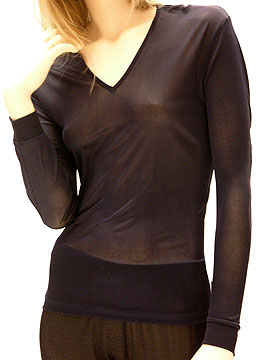 Silk Knit V-Neck Long John Top (U1)