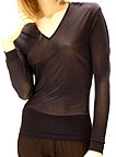 Silk Knit V-Neck Long John Top (U1)